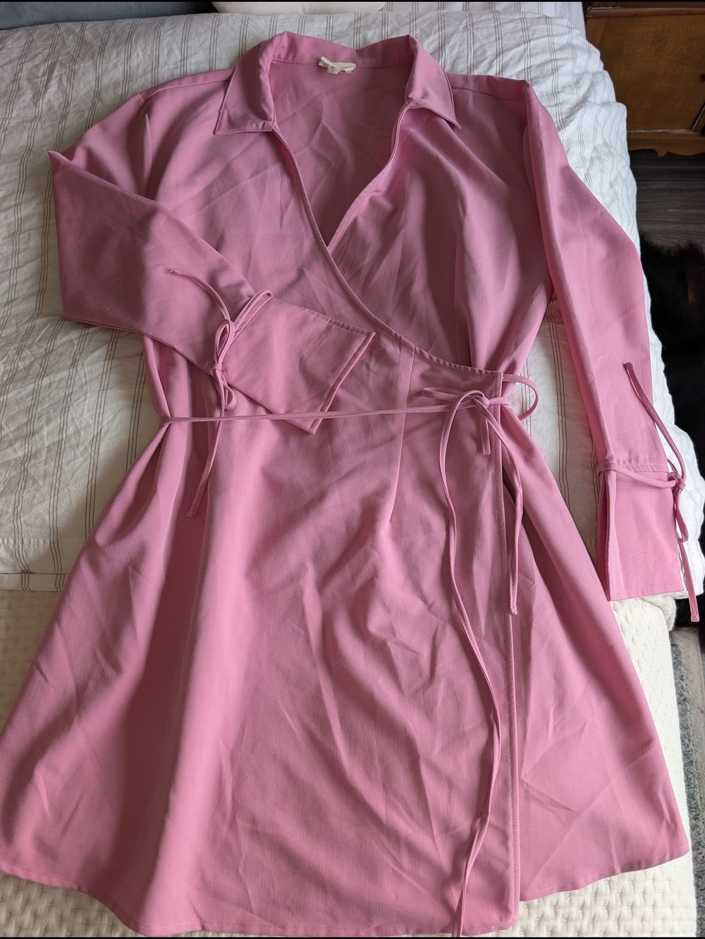 Pink Wrap Dress with Tie Waist